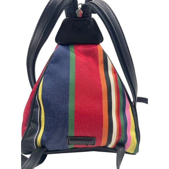 Villager by Liz Claiborne Womens Vintage 90s Striped Triangle Backpack Sling Bag - Picture 11 of 16
